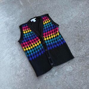 Vintage Norton Mcnaughton Colorful Grandma Knit Vest